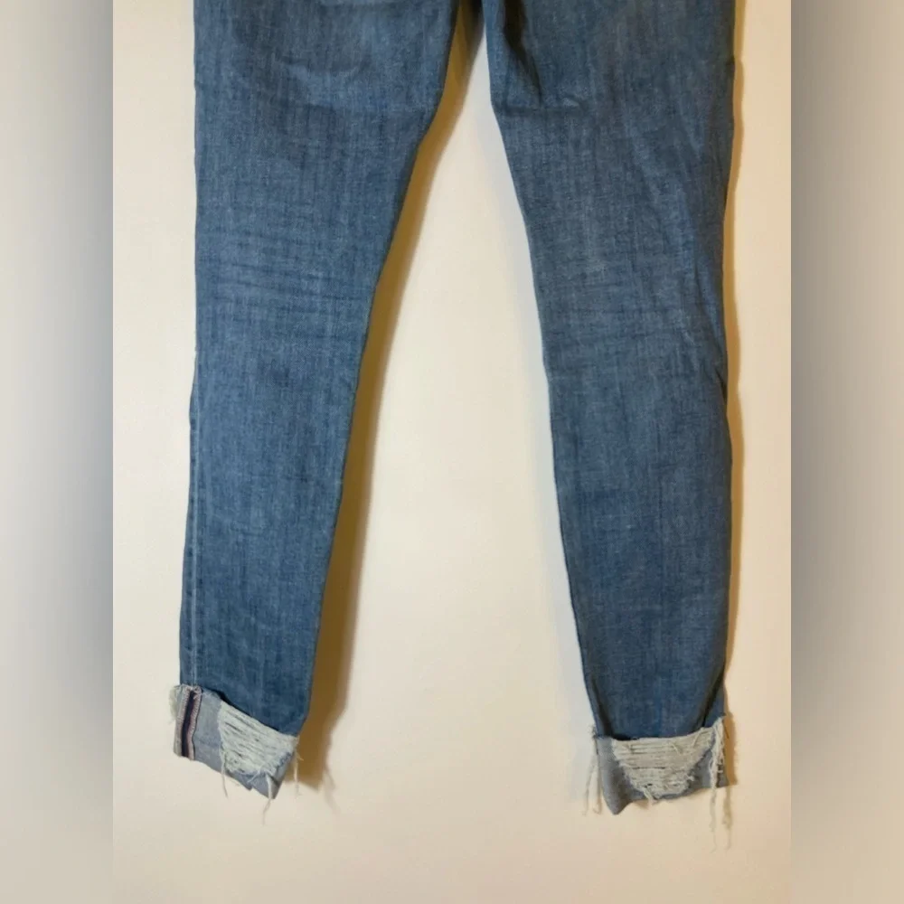 Joe's Women's Distressed Icon Rhea Mid Rise Skinny Cuff Crop Jeans SZ 24